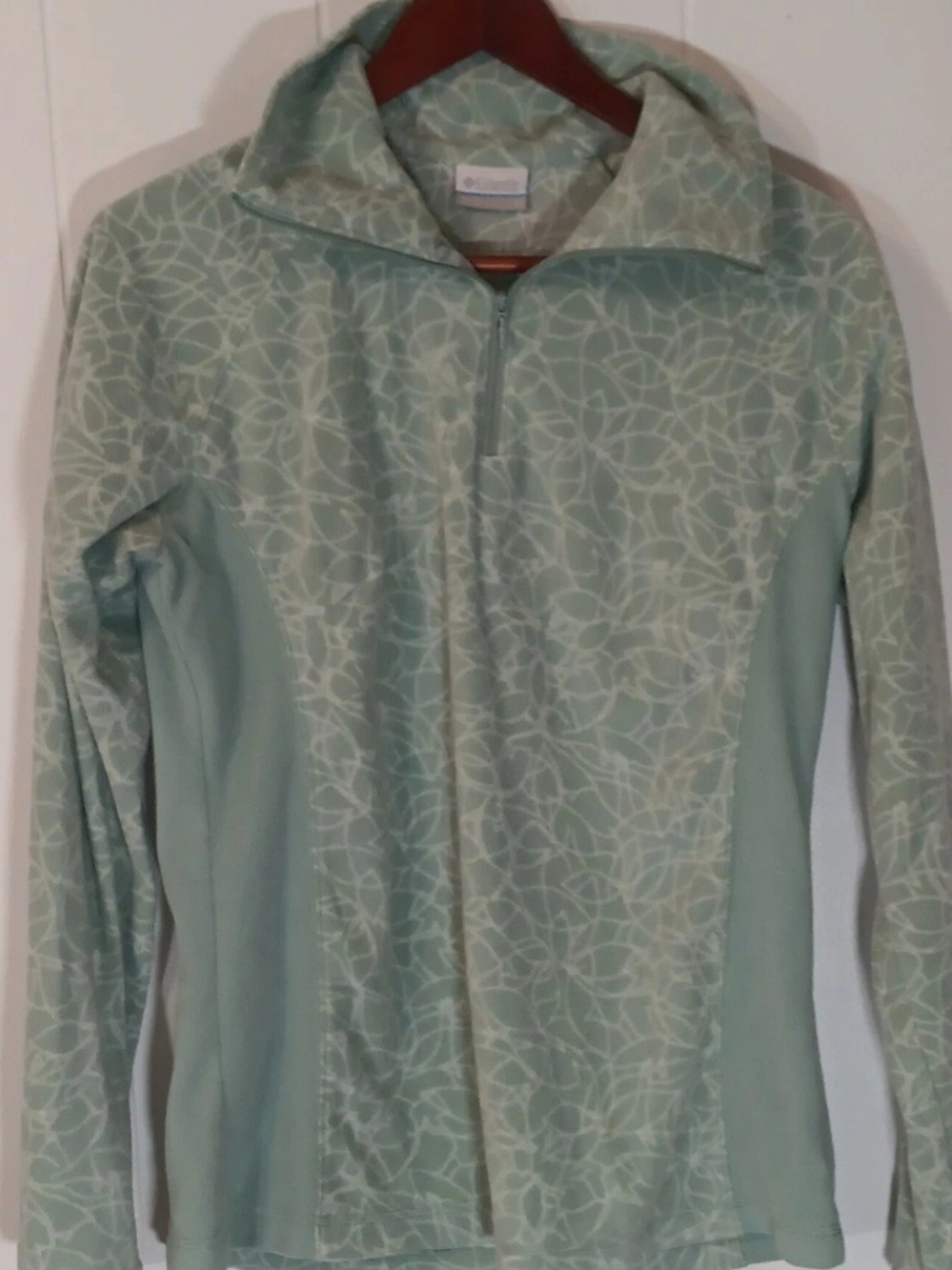 Columbia Mint Green Floral Half-Zip Utility Jacket